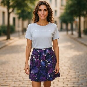 MICHAEL Michael Kors Purple Floral Silk Skirt Size 4